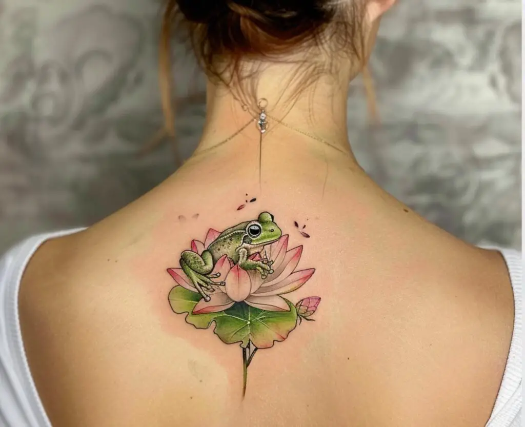 Frog and Lotus Tattoo