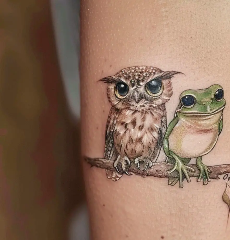 Frog and Owl Tattoo
