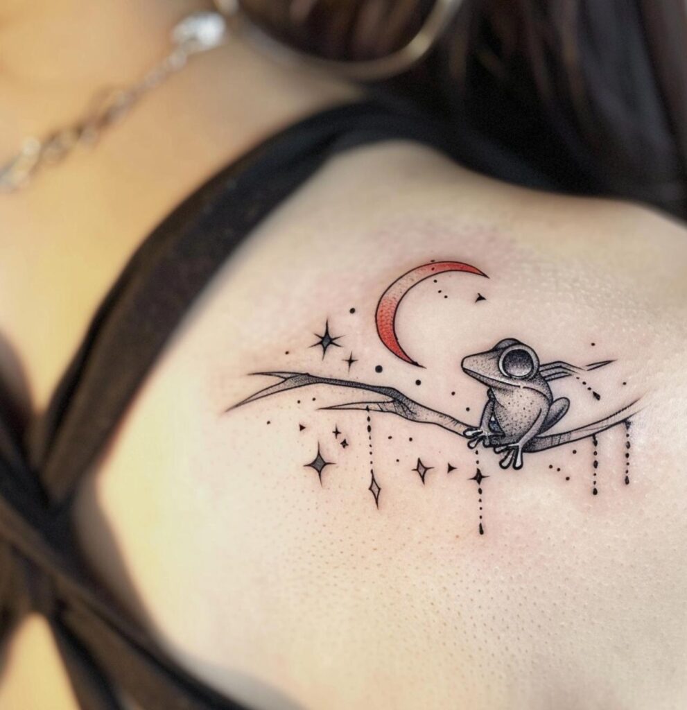 Frog and Tribal Moon Tattoo