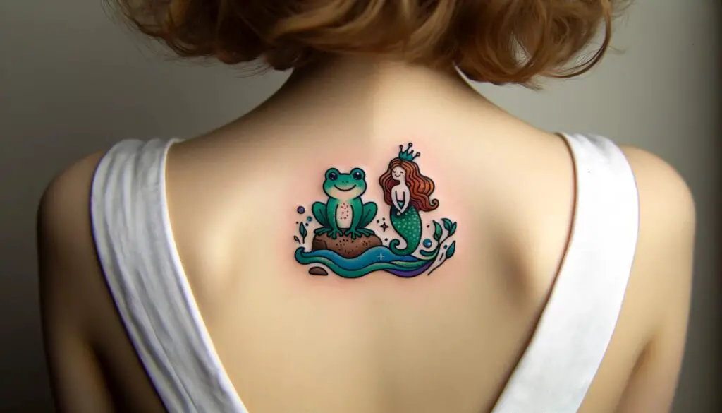 Frog and mermaid tattoo
