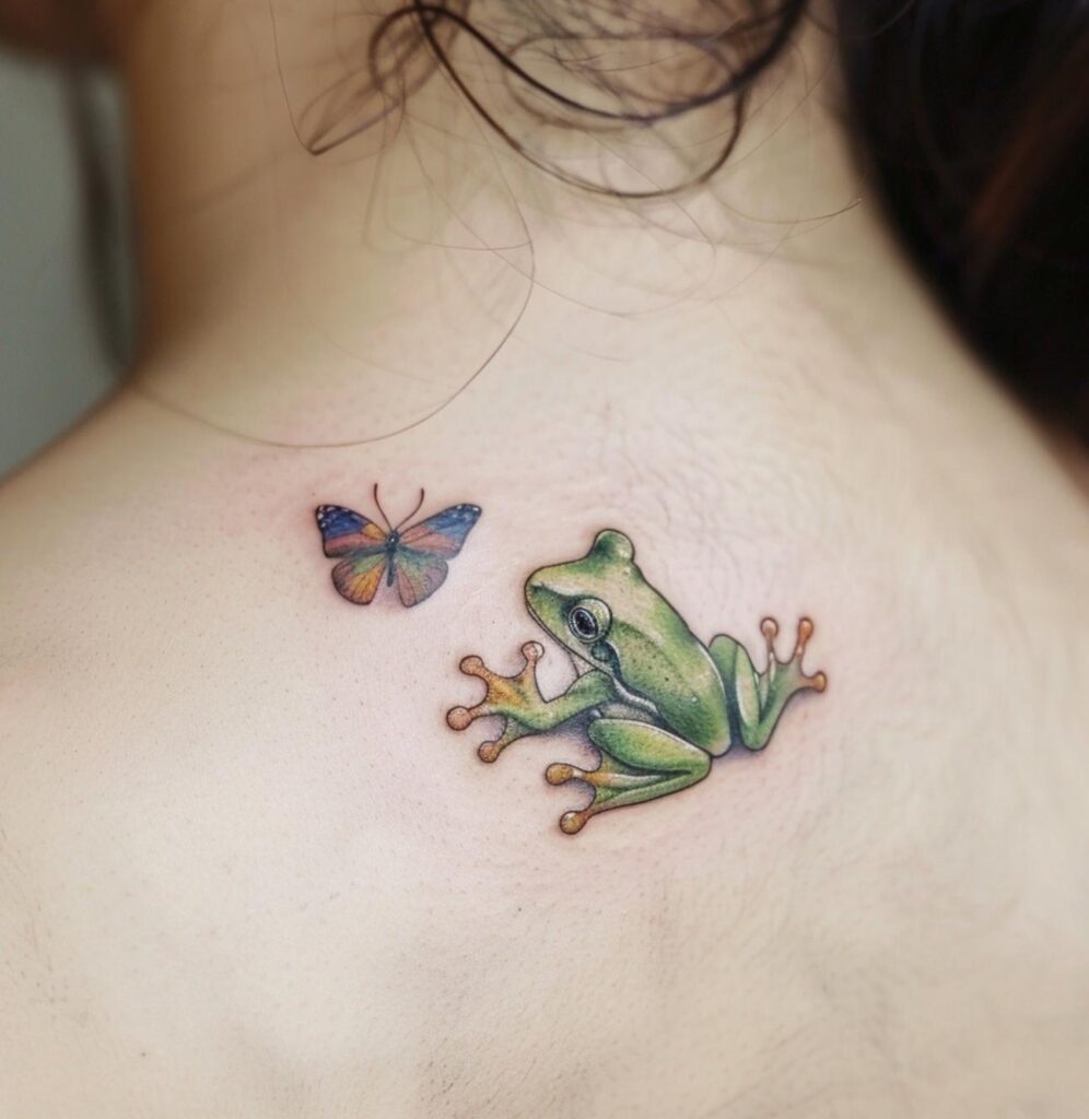 frog with butterfly tattoo